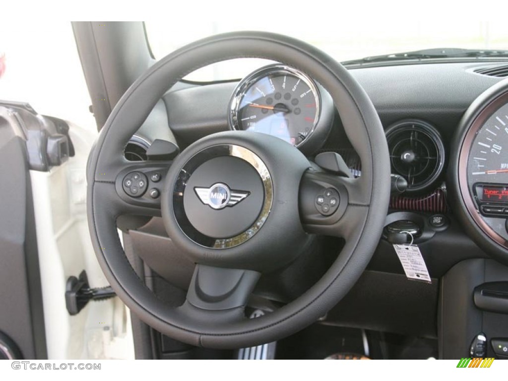 2011 Mini Cooper Clubman Hampton Package Black Lounge Leather/Damson Red Piping Steering Wheel Photo #52234786