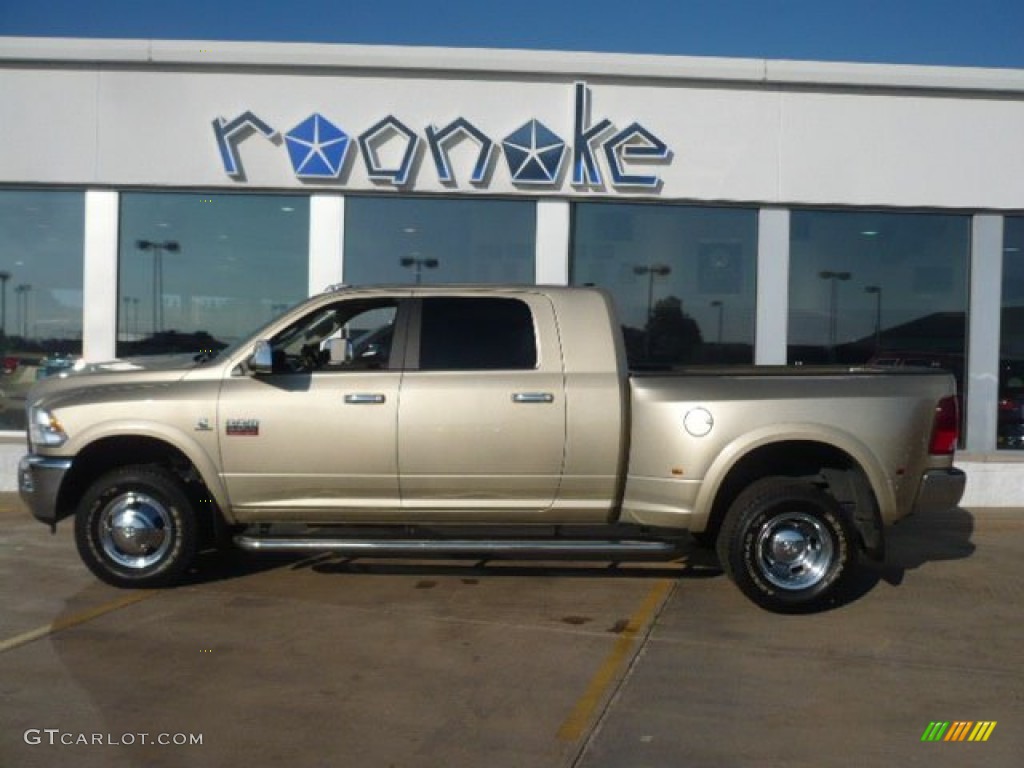 2011 Ram 3500 HD Laramie Mega Cab 4x4 Dually - White Gold / Light Pebble Beige/Bark Brown photo #1