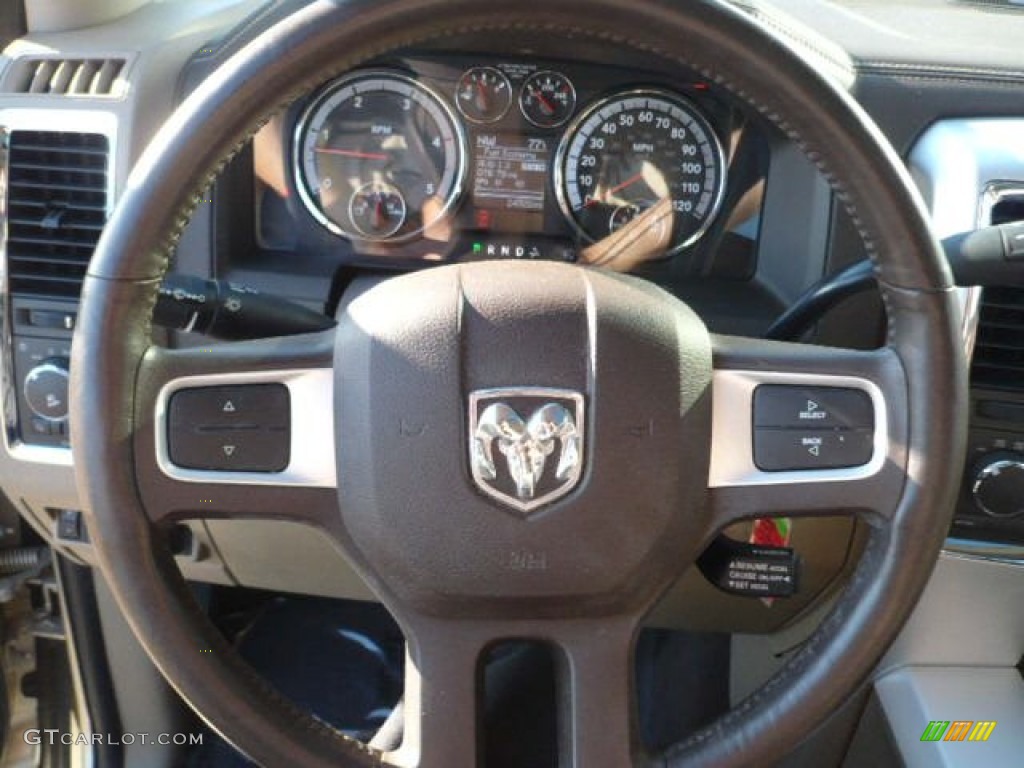 2011 Dodge Ram 3500 HD Laramie Mega Cab 4x4 Dually Light Pebble Beige/Bark Brown Steering Wheel Photo #52234942