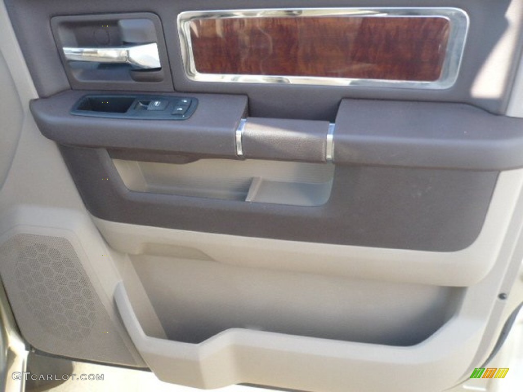 2011 Dodge Ram 3500 HD Laramie Mega Cab 4x4 Dually Light Pebble Beige/Bark Brown Door Panel Photo #52235029
