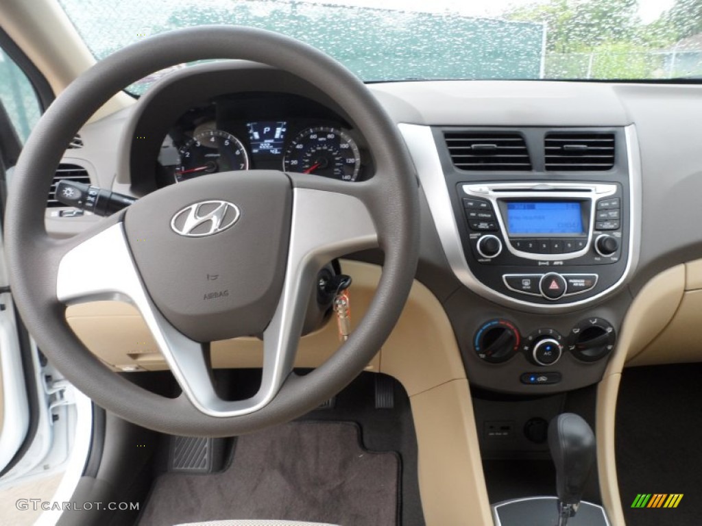 2012 Hyundai Accent GLS 4 Door Beige Dashboard Photo #52242364
