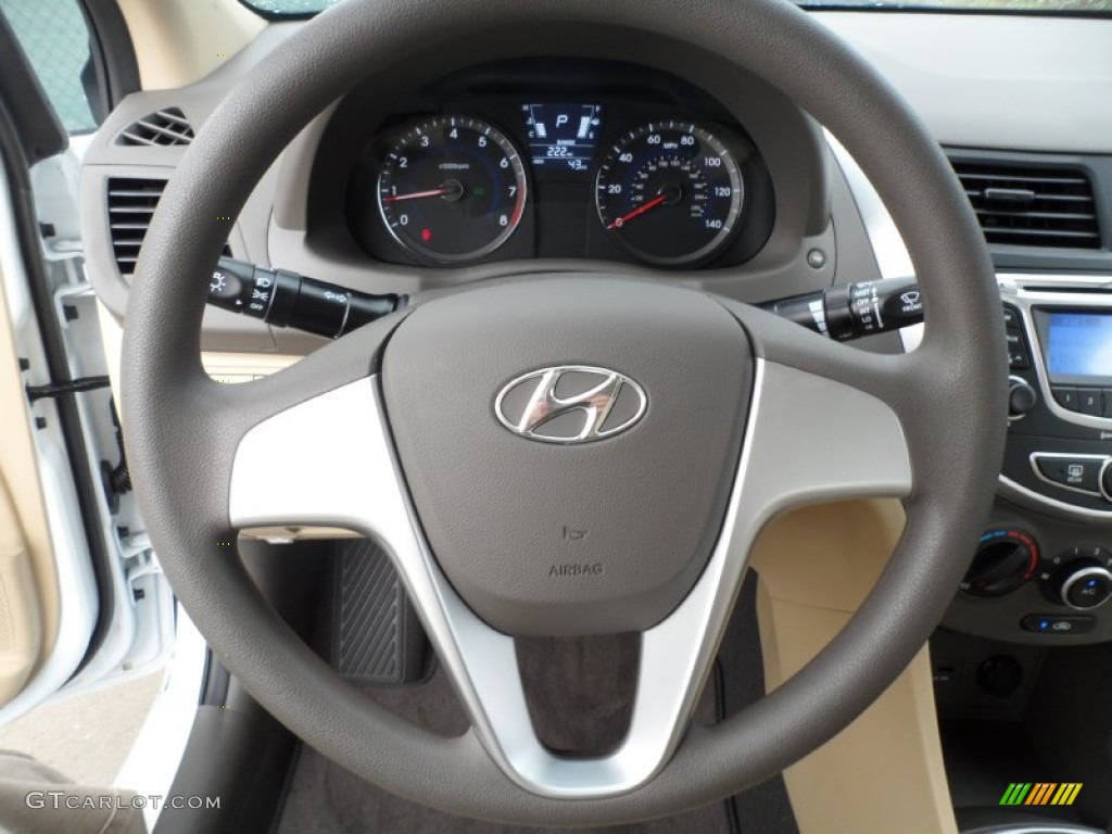 2012 Hyundai Accent GLS 4 Door Beige Steering Wheel Photo #52242460