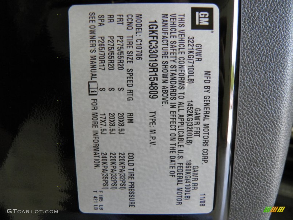 2009 GMC Yukon SLT Info Tag Photos