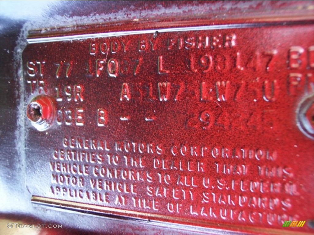 1977 Chevrolet Camaro Z28 Coupe Info Tag Photo #52251841