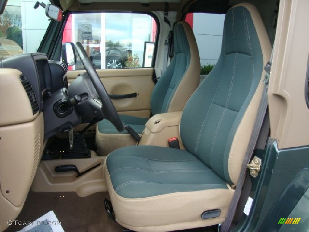 Camel Beige/Dark Green Interior 2002 Jeep Wrangler Sahara 4x4 Photo #52254082