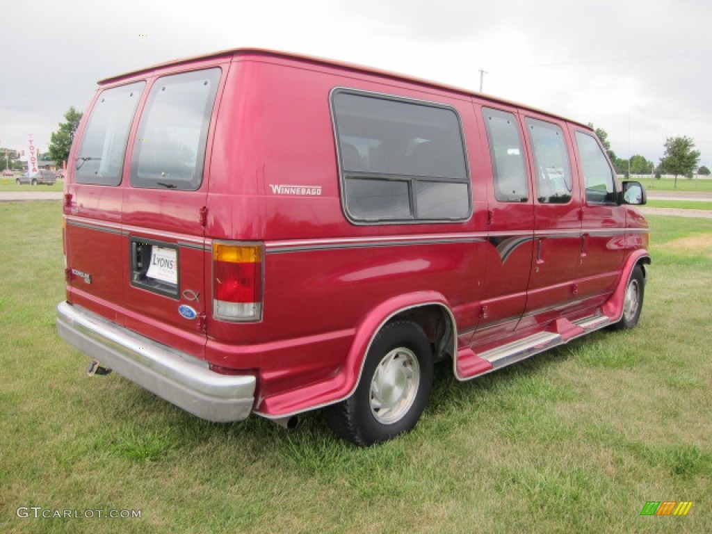 1994 Econoline E150 Passenger Conversion Van - Electric Current Red Metallic / Gray photo #9