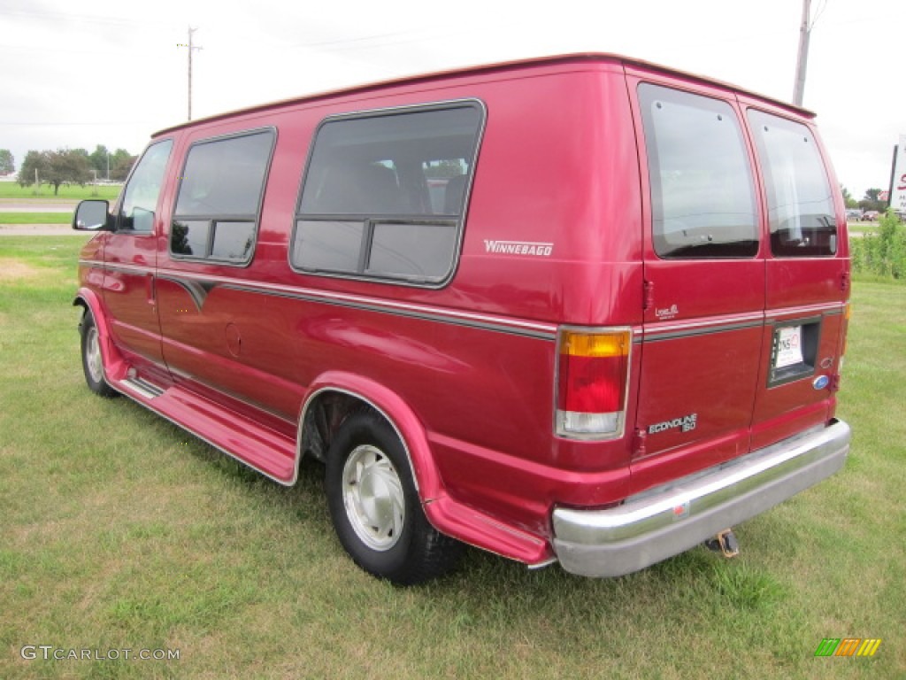 1994 Econoline E150 Passenger Conversion Van - Electric Current Red Metallic / Gray photo #11