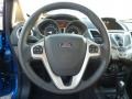 2011 Ford Fiesta Charcoal Black/Blue Cloth Interior Steering Wheel Photo