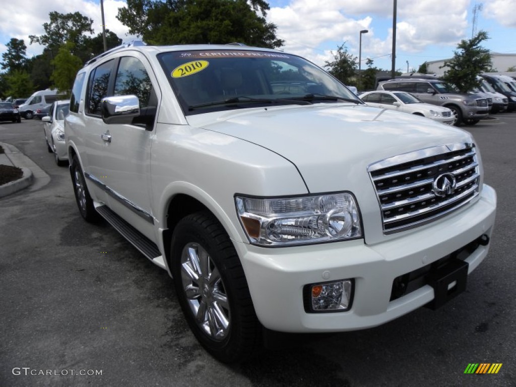 2010 QX 56 4WD - Tuscan White Pearl / Wheat photo #1