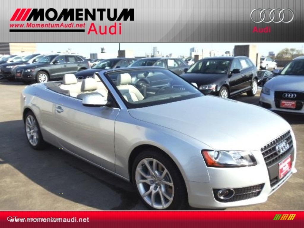 2011 A5 2.0T Convertible - Ice Silver Metallic / Light Grey photo #1