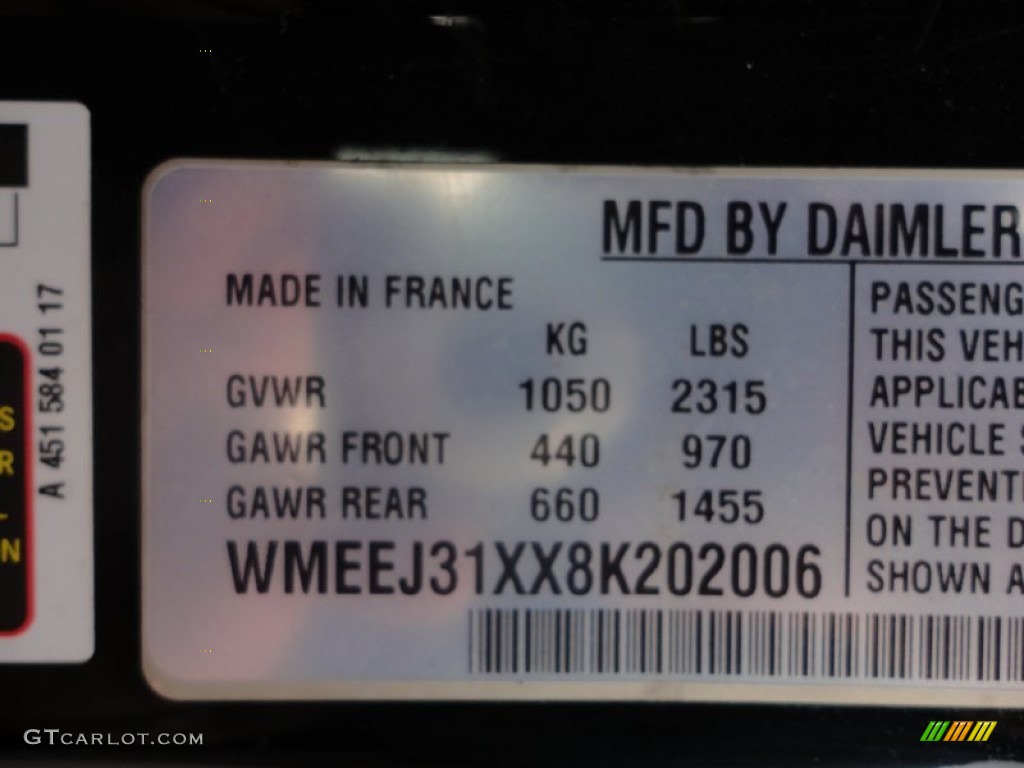 2008 Smart fortwo passion coupe Info Tag Photo #52283936
