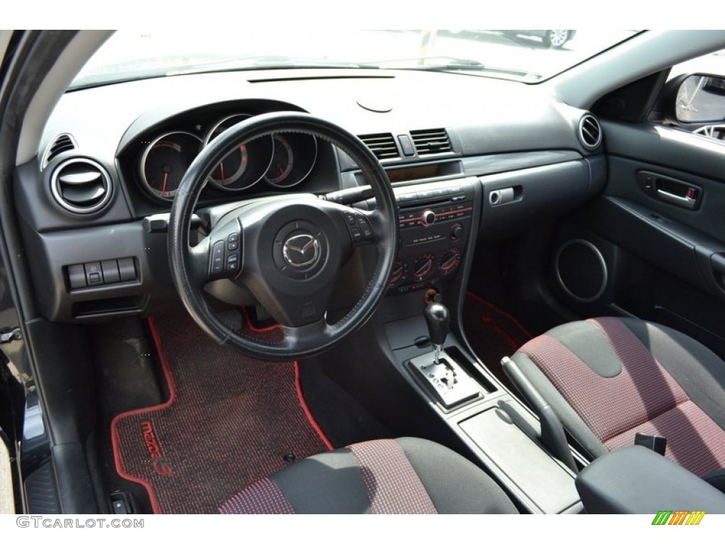 Black/Red Interior 2005 Mazda MAZDA3 s Sedan Photo #52284383