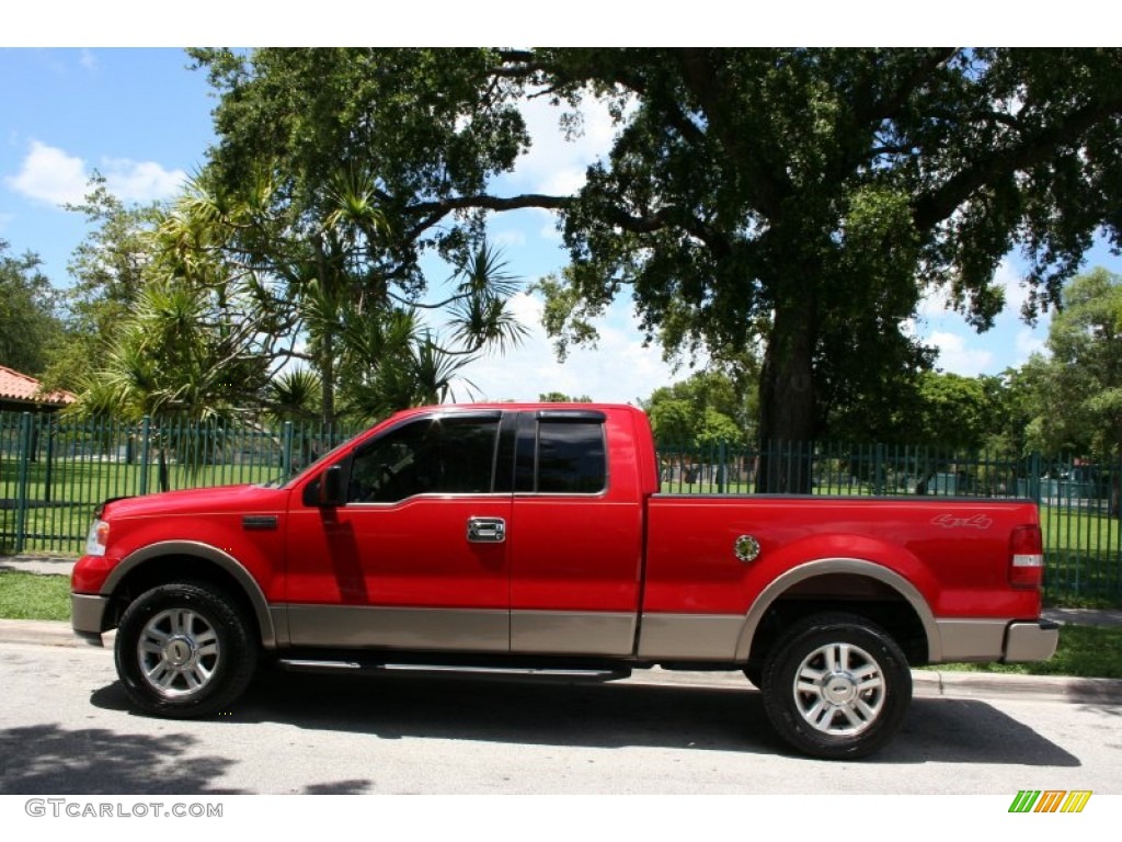 2004 F150 Lariat SuperCab 4x4 - Bright Red / Tan photo #3