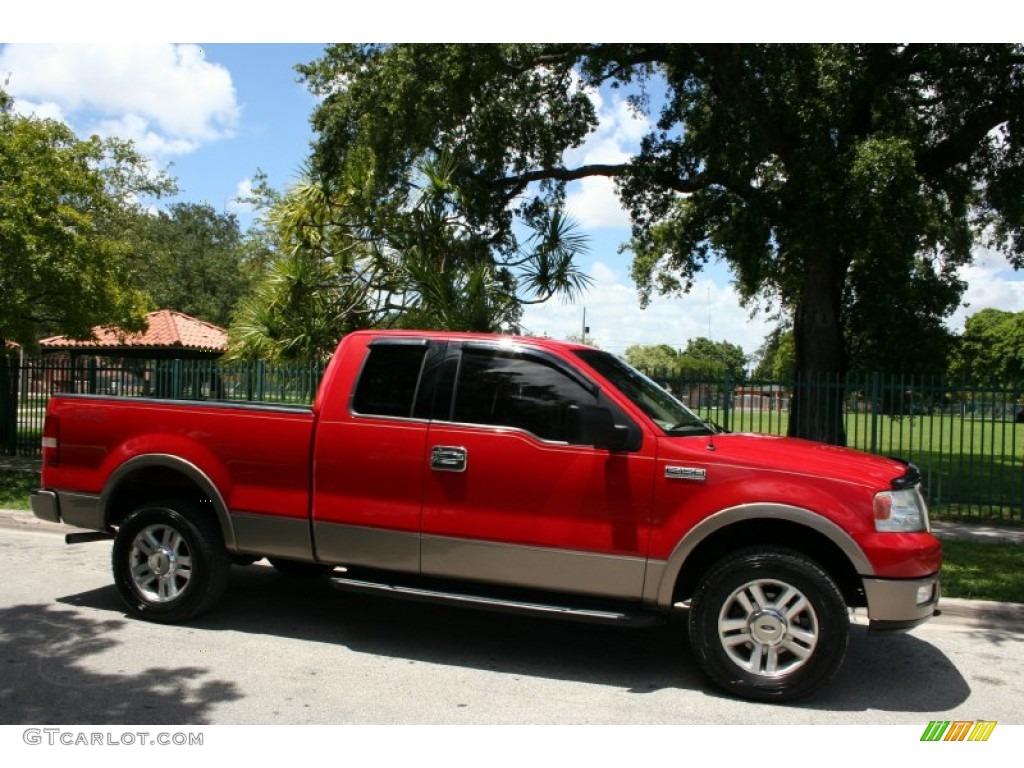 2004 F150 Lariat SuperCab 4x4 - Bright Red / Tan photo #11