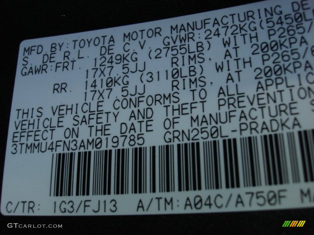 2010 Tacoma Color Code 1G3 for Magnetic Gray Metallic Photo #52291037