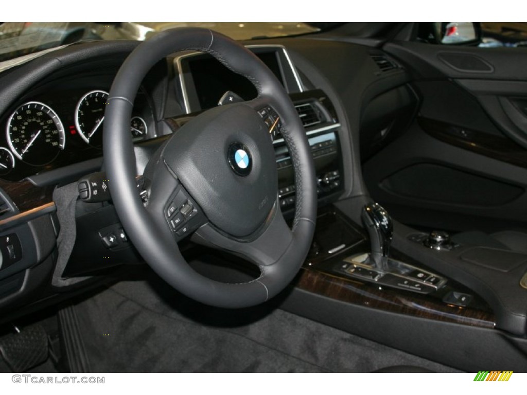 2012 BMW 6 Series 650i Convertible Black Nappa Leather Steering Wheel Photo #52293167