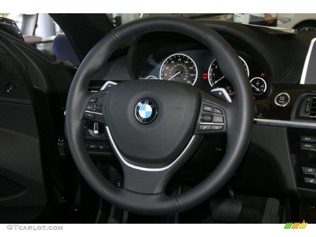2012 BMW 6 Series 650i Convertible Black Nappa Leather Steering Wheel Photo #52293377