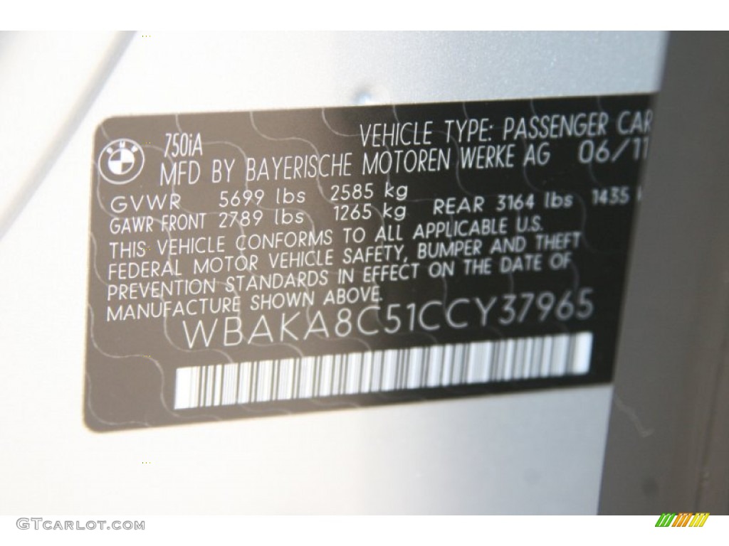 2012 7 Series 750i Sedan - Titanium Silver Metallic / Black photo #6