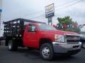 2011 Victory Red Chevrolet Silverado 3500HD Regular Cab 4x4 Chassis Stake Truck  photo #3