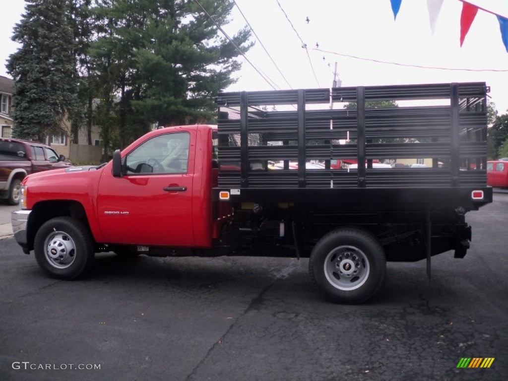 Victory Red 2011 Chevrolet Silverado 3500HD Regular Cab 4x4 Chassis Stake Truck Exterior Photo #52294607