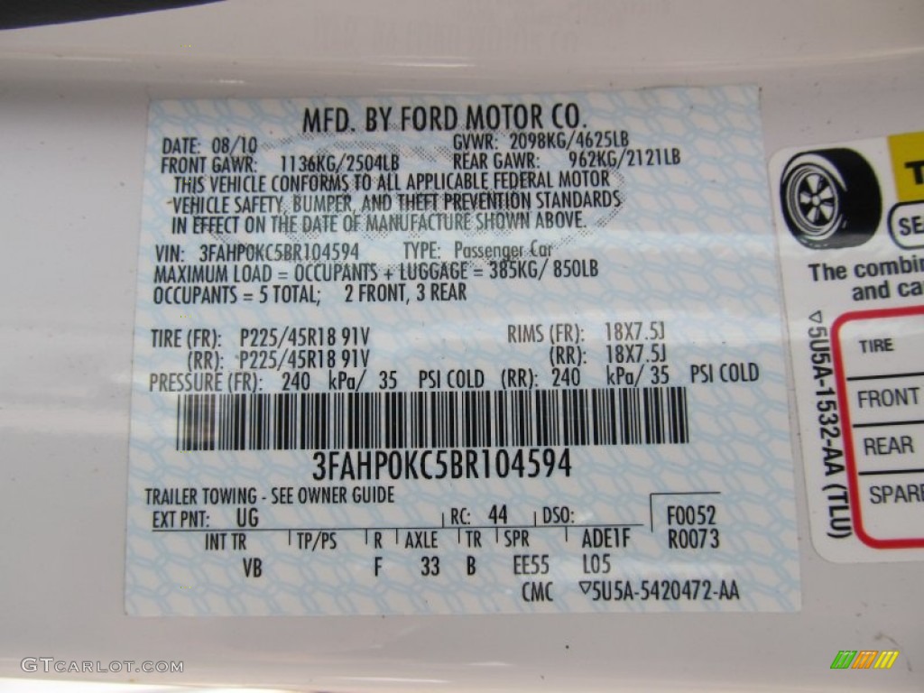 2011 Fusion Sport - White Platinum Tri-Coat / Sport Blue/Charcoal Black photo #14