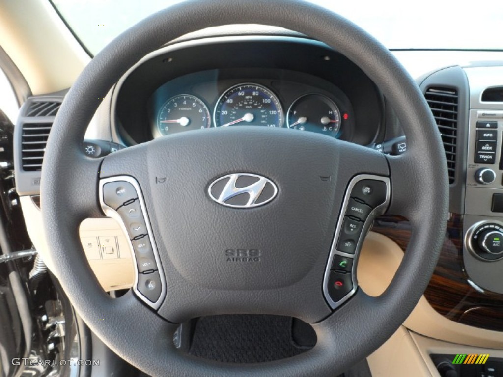 2011 Hyundai Santa Fe GLS Beige Steering Wheel Photo #52298204