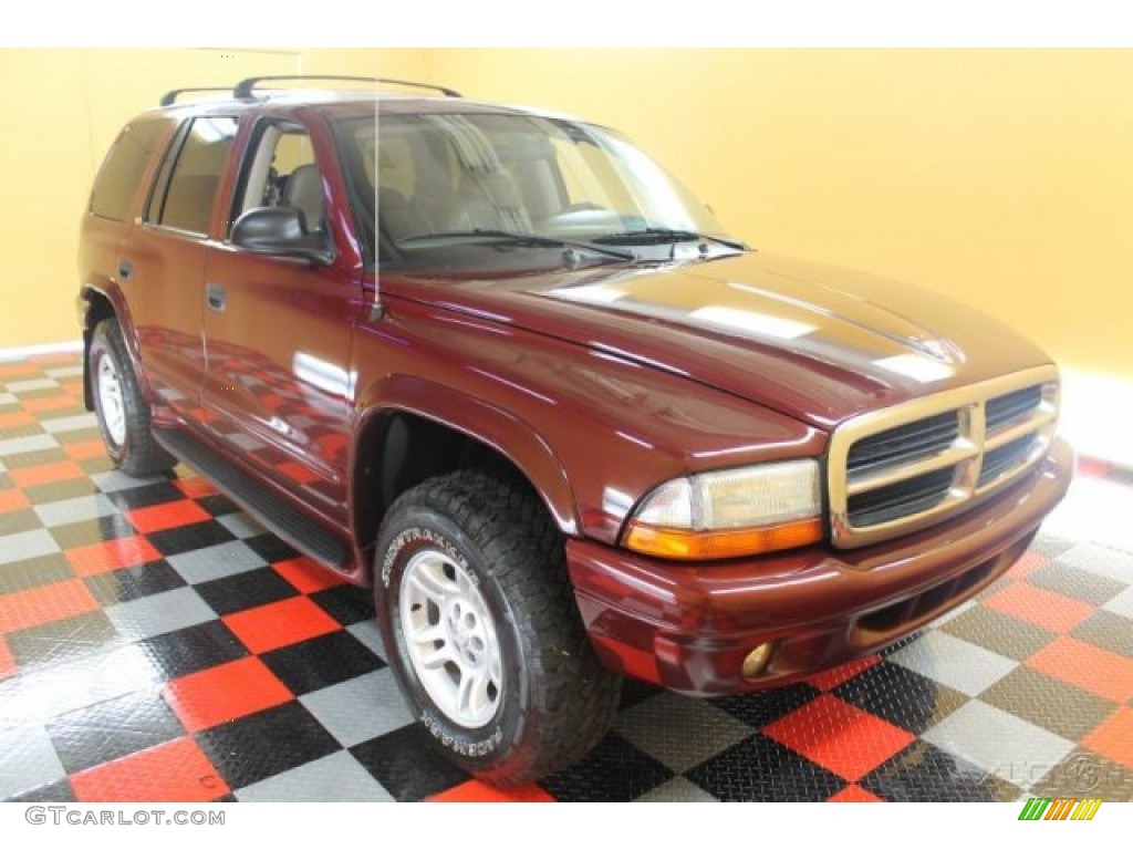 2002 Durango SLT 4x4 - Dark Garnet Red Pearl / Sandstone photo #1