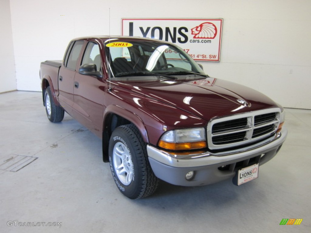 2003 Dakota SLT Quad Cab - Dark Garnet Red Pearl / Dark Slate Gray photo #25