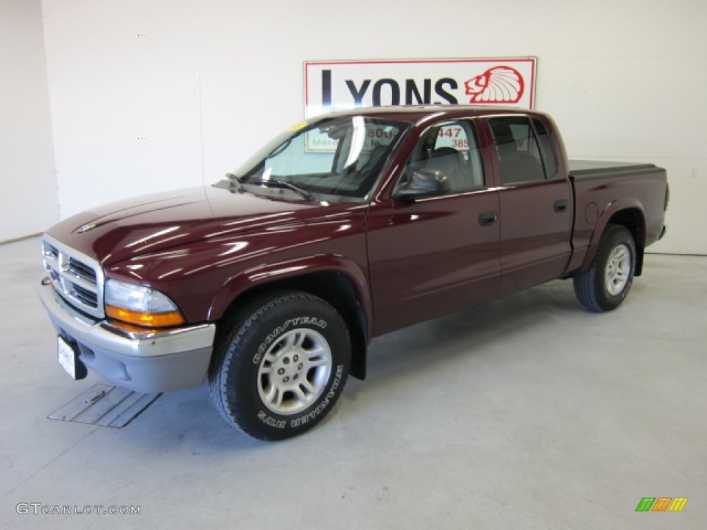 2003 Dakota SLT Quad Cab - Dark Garnet Red Pearl / Dark Slate Gray photo #30