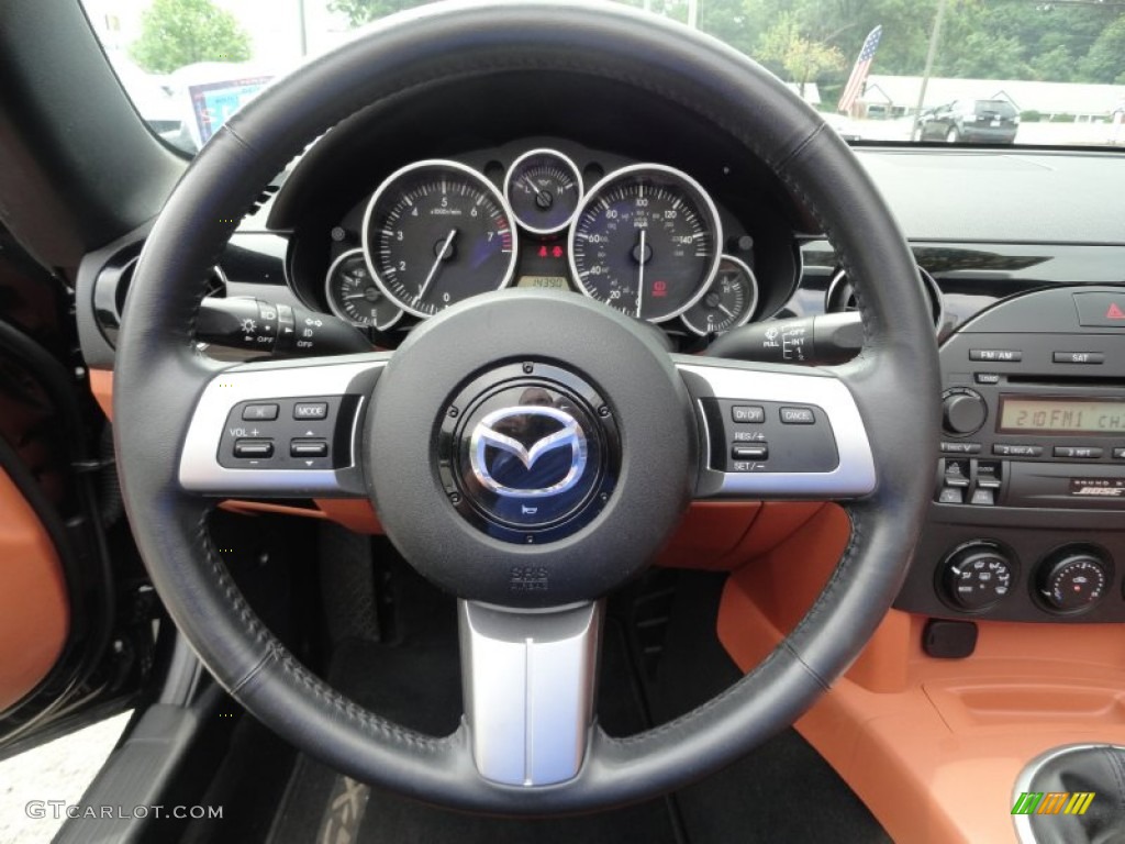 2006 Mazda MX-5 Miata Grand Touring Roadster Tan Steering Wheel Photo #52313100