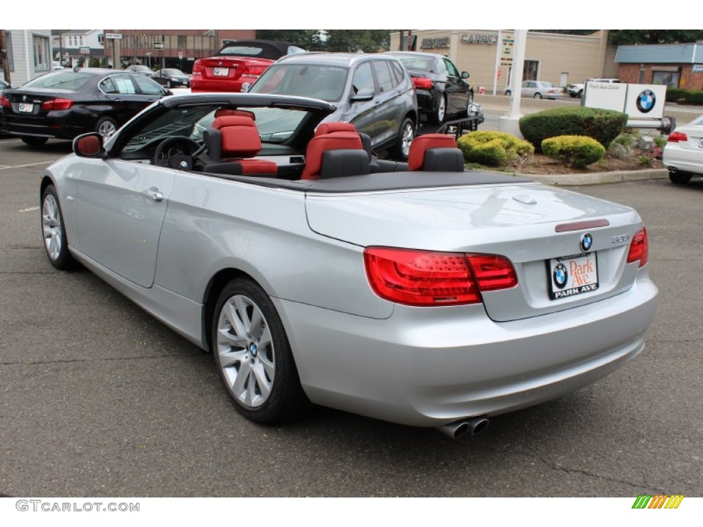 2011 3 Series 328i Convertible - Titanium Silver Metallic / Coral Red/Black Dakota Leather photo #7