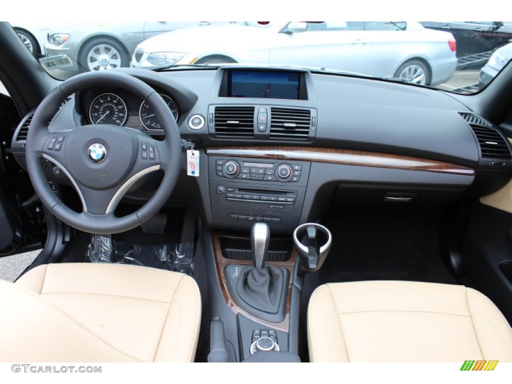 2011 BMW 1 Series 128i Convertible Savanna Beige Dashboard Photo #52316796