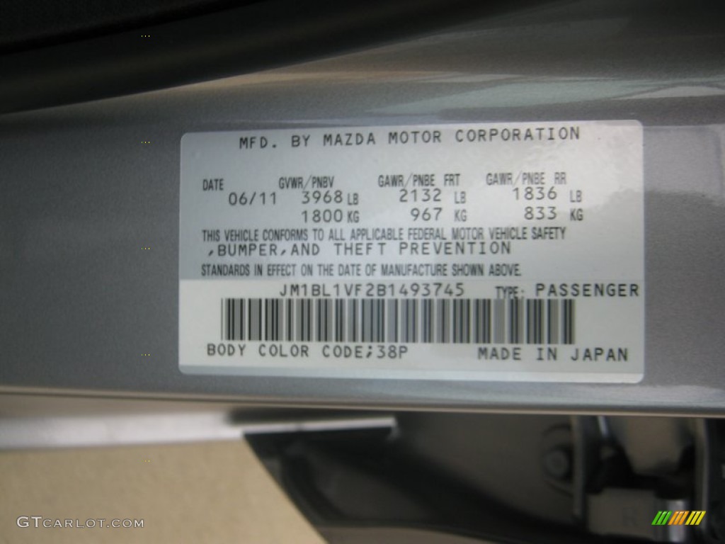 2011 MAZDA3 Color Code 38P for Liquid Silver Metallic Photo #52318122