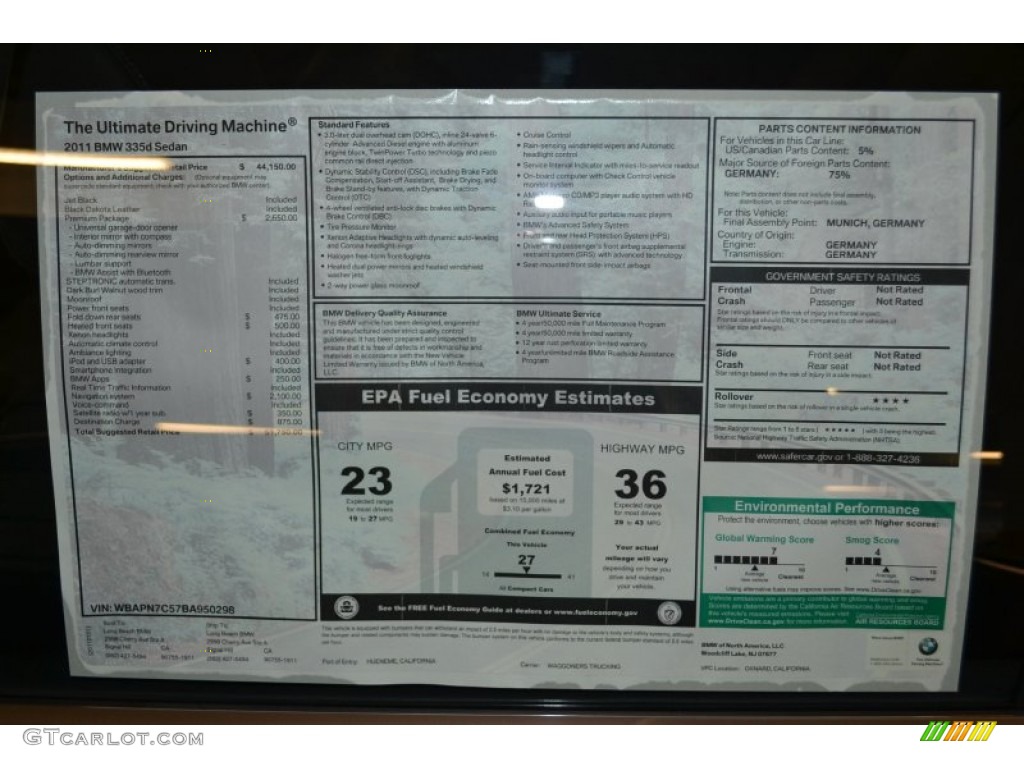 2011 3 Series 335d Sedan - Jet Black / Black Dakota Leather photo #4