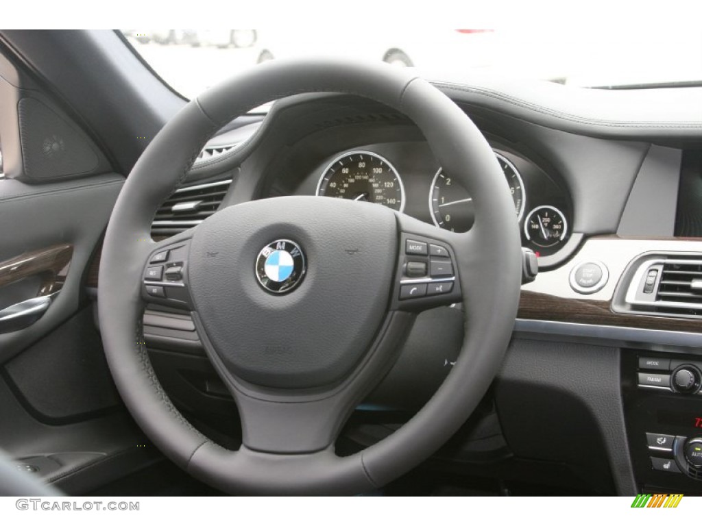 2012 BMW 7 Series 750i Sedan Black Steering Wheel Photo #52321194