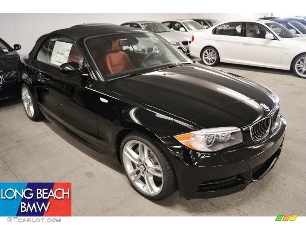 2012 1 Series 135i Convertible - Jet Black / Coral Red photo #1