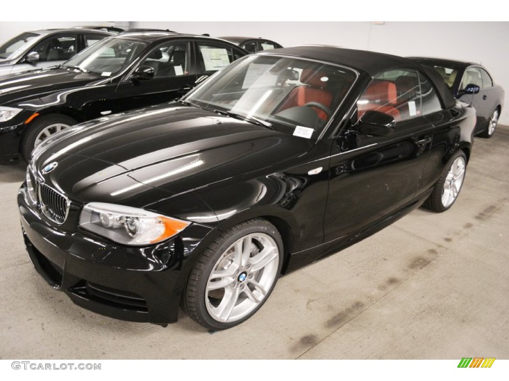 2012 1 Series 135i Convertible - Jet Black / Coral Red photo #6