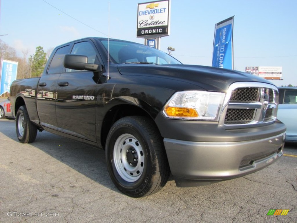 2011 Ram 1500 ST Quad Cab - Brilliant Black Crystal Pearl / Dark Slate Gray/Medium Graystone photo #1