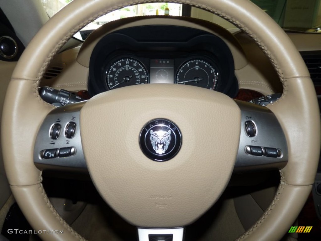 2009 Jaguar XK XK8 Convertible Caramel Steering Wheel Photo #52329189