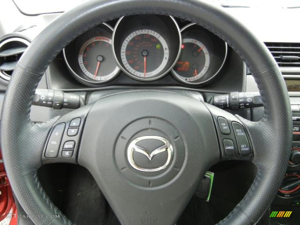 2006 Mazda MAZDA3 s Hatchback Black/Red Steering Wheel Photo #52329957