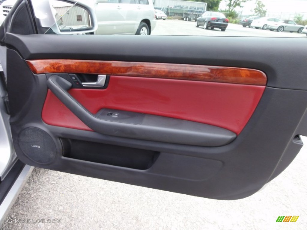 2005 Audi A4 3.0 quattro Cabriolet Red Door Panel Photo #52333479