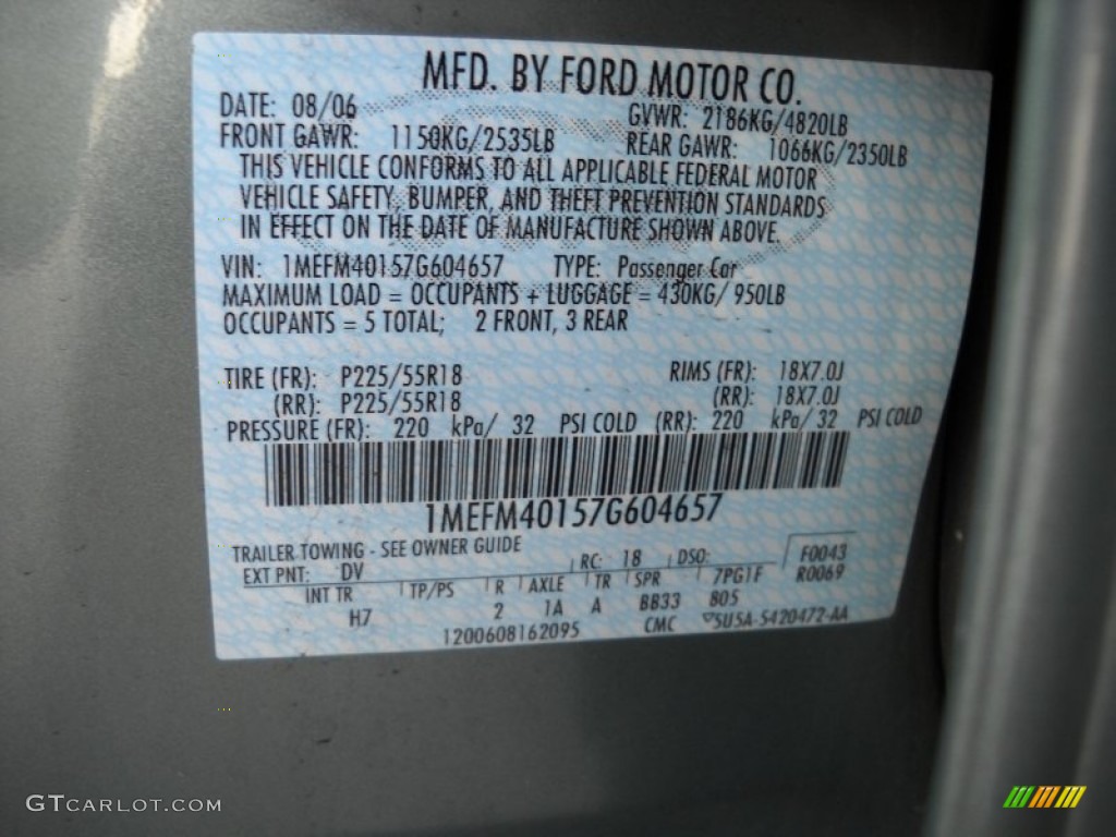 2007 Montego Color Code DV for Light Tundra Metallic Photo #52339440