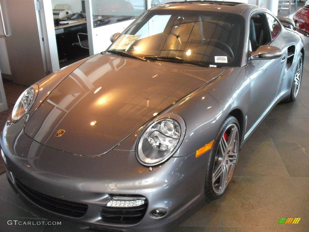 2009 911 Turbo Coupe - Meteor Grey Metallic / Black photo #1