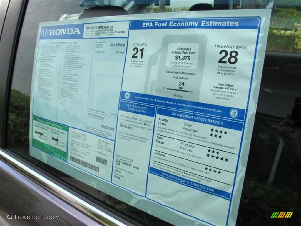 2011 Honda CR-V LX Window Sticker Photo #52341867