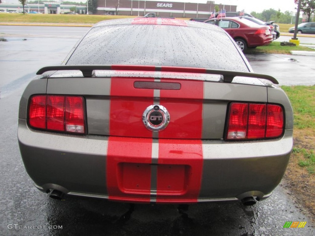 2005 Mustang GT Premium Coupe - Mineral Grey Metallic / Red Leather photo #14