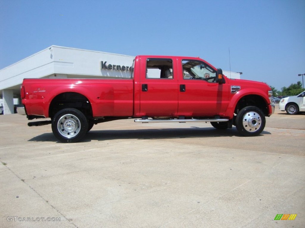 2008 F450 Super Duty Lariat Crew Cab 4x4 Dually - Red Clearcoat / Tan photo #2