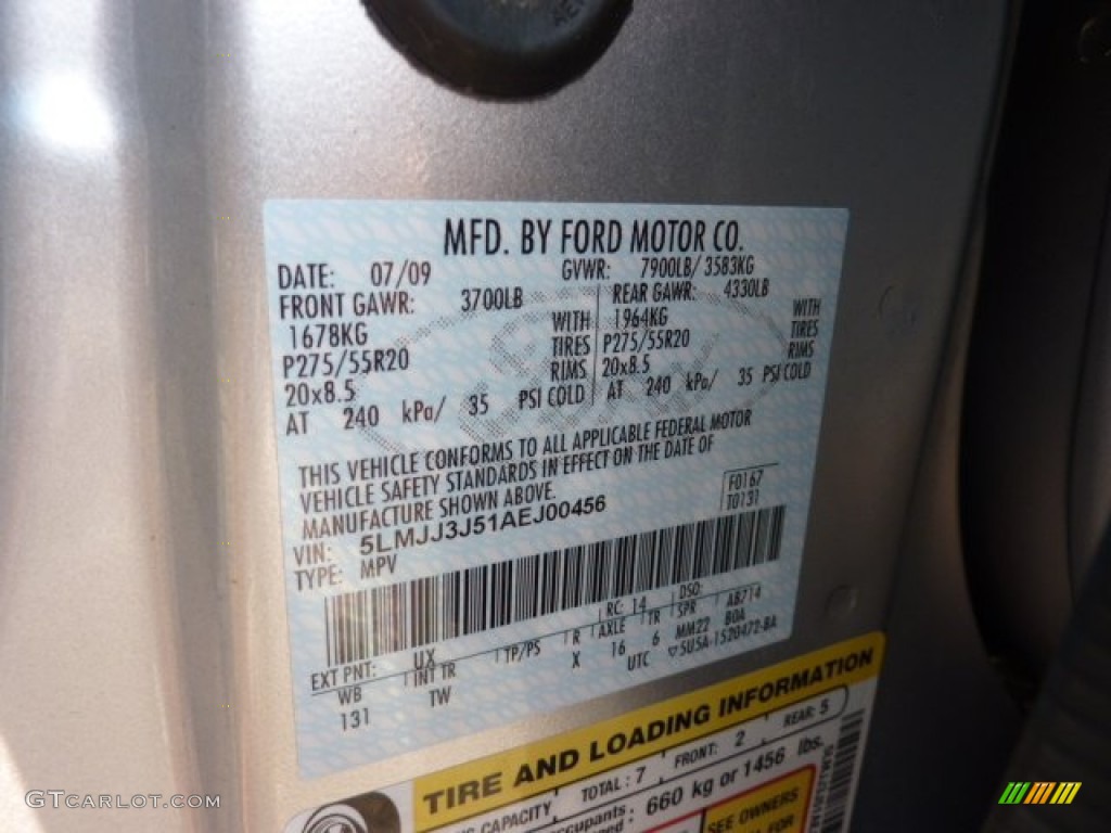 2010 Navigator Color Code UX for Ingot Silver Metallic Photo #52365331