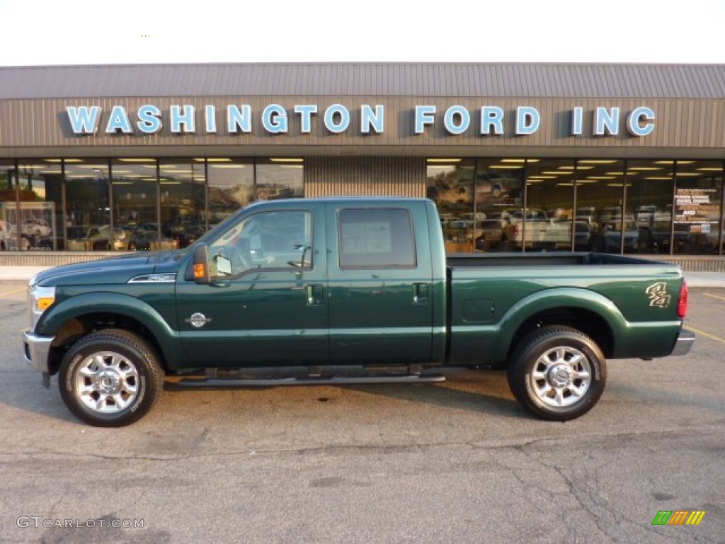 2011 F250 Super Duty Lariat Crew Cab 4x4 - Forest Green Metallic / Adobe Two Tone Leather photo #1