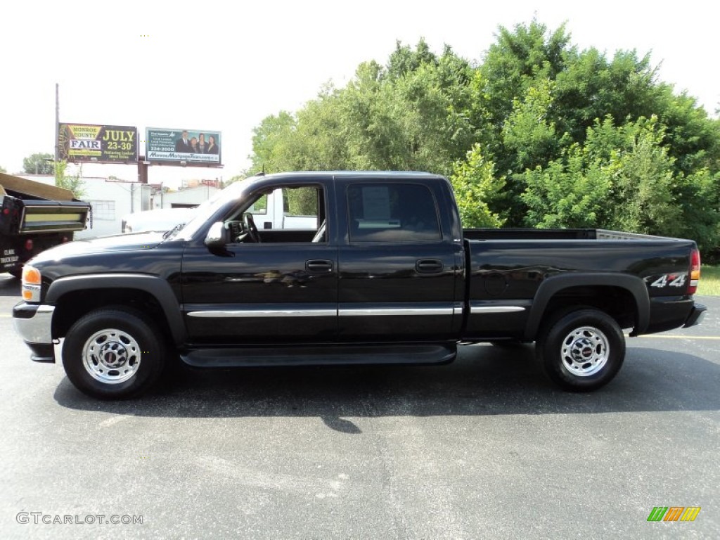 Onyx Black 2002 GMC Sierra 1500 HD SLT Crew Cab 4x4 Exterior Photo #52370467