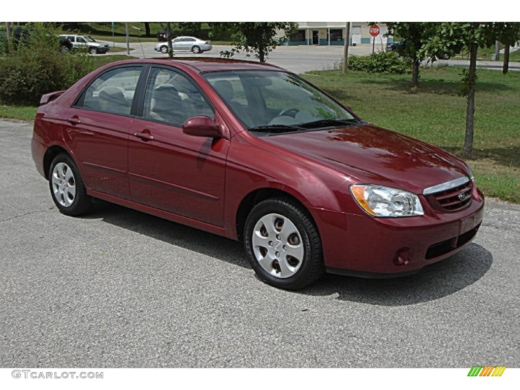 2006 Spectra EX Sedan - Radiant Red / Beige photo #1